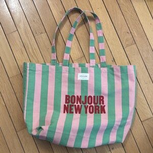 Sezane Pink and Green Tote